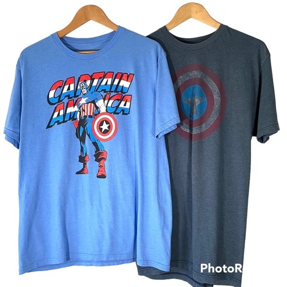 Marvel Other - MARVEL CAPTAIN AMERICA Lot Of 2 T-Shirts Mens L